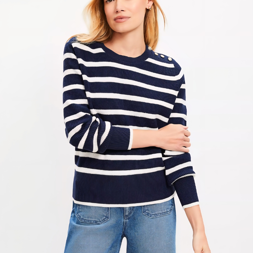 Navy and White Striped Sweater